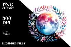 Whimsical Moon Foliage Clipart Product Image 1