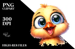 Watercolor Funny Chick Portrait Clipart Product Image 2