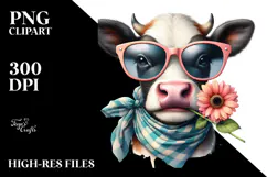 Funny Cow with Sunglasses PNG Product Image 2