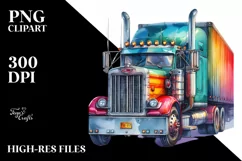 Vibrant Vintage Semi Truck | Sublimation | Clipart Product Image 1