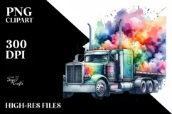 Vibrant Vintage Semi Truck | Sublimation | Clipart Product Image 3