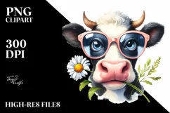 Cow with Goofy Smile and Daisy | Clipart Product Image 1