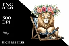 Young Lion with Flowers Clipart Product Image 3
