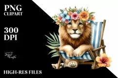 Young Lion with Flowers Clipart Product Image 1