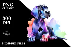 Sitting Great Dane Watercolor PNG Product Image 2