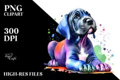 Sitting Great Dane Watercolor PNG Product Image 2