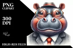 Hippo Portait Retro es Sublimation Clipart Product Image 1