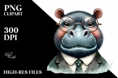 Hippo Portait Retro es Sublimation Clipart Product Image 3