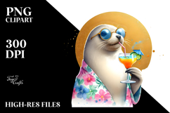 Seal Drinking Cocktail, Transparent PNG Product Image 2
