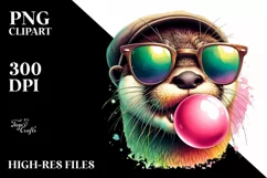 Colorful Otter Sunglasses Chewing Gum Fun Vibrant Product Image 1