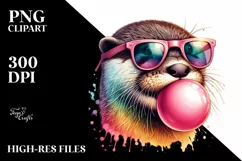 Colorful Otter Sunglasses Chewing Gum Fun Vibrant Product Image 3