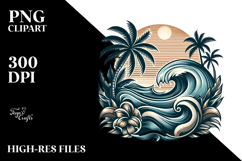 Vintage Tropical Waves, Vector Design Product Image 2
