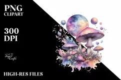 Detailed Pastel Mystical Mushroom PNG Product Image 1
