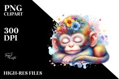 Colorful Sleeping Baby Monkey | Clipart Product Image 3