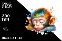Colorful Sleeping Baby Monkey | Clipart Product Image 3
