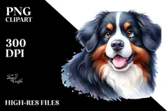 Happy Cute Bernese Mountain Dog PNG Product Image 2