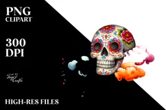 Colorful Cute Skull Painting, PNG Product Image 2