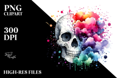 Colorful Skull with Splashes, PNG Product Image 2