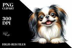 Cute Crazy Looking Japanese Chin Watercolor Product Image 3