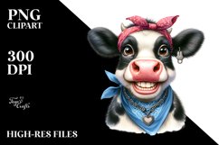 Cow Watercolor Cow with Houswife Bandana | Sublimation Product Image 3