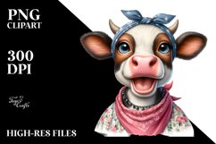 Cow Watercolor Cow with Houswife Bandana | Sublimation Product Image 3