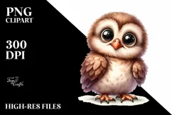 Funny Baby Owl Sitting Clipart Product Image 1