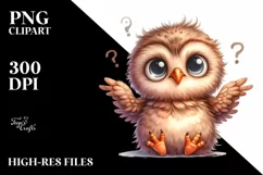Funny Baby Owl Sitting Clipart Product Image 3
