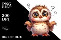 Funny Baby Owl Sitting Clipart Product Image 1
