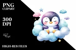 Colorful Baby Penguin Watercolor Splash Clipart Product Image 3