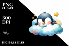 Colorful Baby Penguin Watercolor Splash Clipart Product Image 3