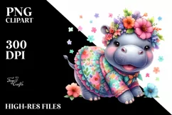 Colorful Smiling Cute Baby Hippo | Sublimation | Clipart Product Image 3