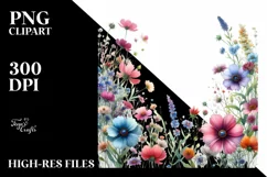 Colorful Wild Flowers Watercolor | Sublimation Clipart Product Image 3