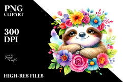 Vibrant Sloth Flower Crown Clipart Product Image 2