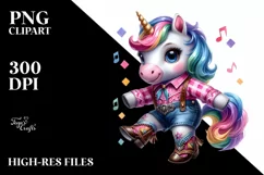 Baby Unicorn Square Dancing, Fun PNG Product Image 1