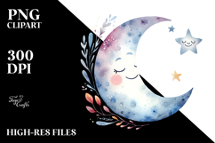 Smiling Whimsical Half Moon, Transparent PNG Product Image 2