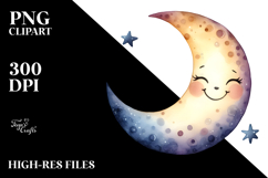 Smiling Whimsical Half Moon, Transparent PNG Product Image 2