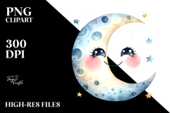 Smiling Whimsical Half Moon, Transparent PNG Product Image 2