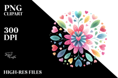 Simple Boho Flower with Heart Petals PNG Product Image 2