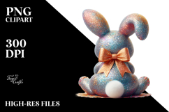 Colorful Retro Bunny Sitting PNG Product Image 2