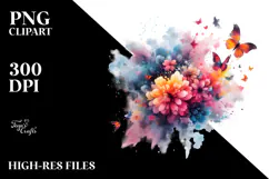 Colorful Flower Painting, PNG Product Image 2