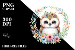 Colorful Baby Owl Floral Frame Clipart Product Image 1