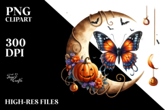 Butterfly Dressed for Halloween, Watercolor PNG Product Image 2