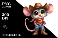 Mouse Bandana Cowboy Boots Shy Expressive | Sublimation Product Image 2