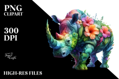 Abstract Vibrant Watercolor Rhino Product Image 2