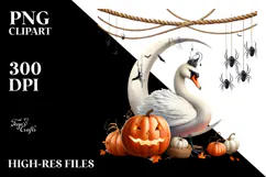 Watercolor Swan in Halloween Style PNG Product Image 2