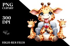 Sitting Giraffe Holding Wine | Sublimation | Clipart Product Image 1
