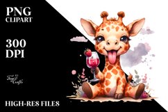 Sitting Giraffe Holding Wine | Sublimation | Clipart Product Image 3