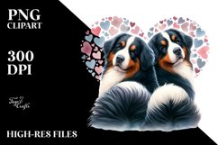 Colorful Bernese Mountain Dog Hearts PNG Product Image 2