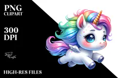 Cute Baby Unicorn Running PNG Product Image 2