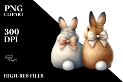 Back View Bunnies with Bow PNG Product Image 2